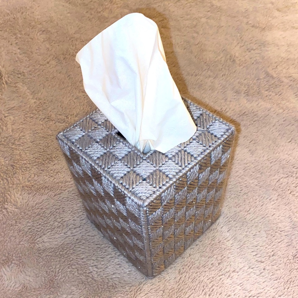 Hand Stitched Needle Point Tissue Box Cover